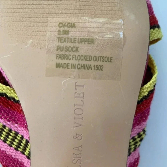 Chelsea & Violet Sandals Gia Knot Stripe Fabric Mules Size 5.5 NWT - Picture 12 of 13